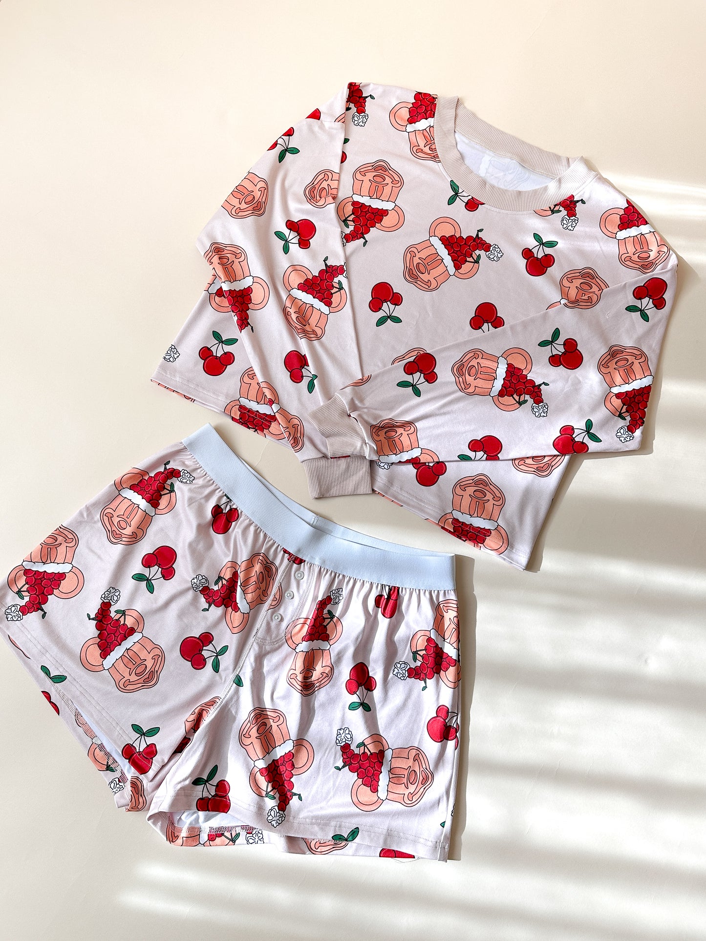 Women's Cherry Waffle Pajamas *READY TO SHIP