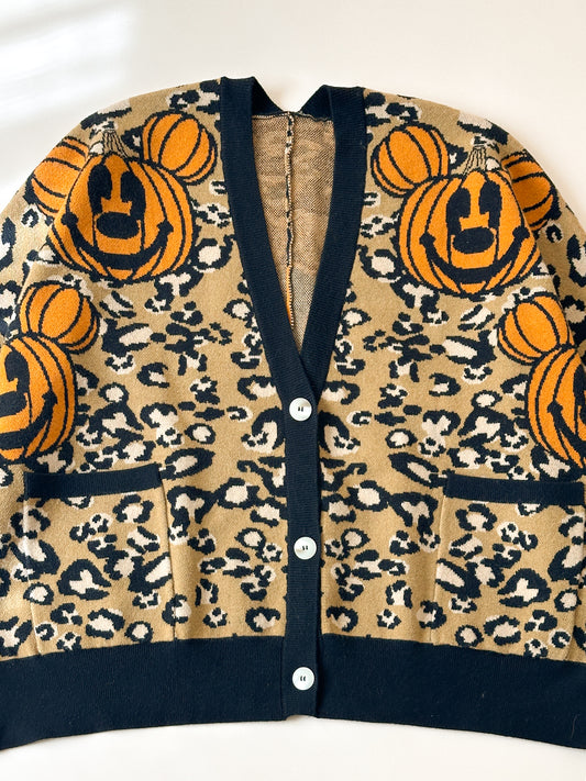 Cheetah Pumpkin Cardigan VERY OVERSIZED *READY TO SHIP